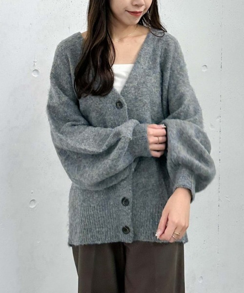 archives（アルシーヴ）の「ＭＩＸブラッシュミドルニットカーディガン（Tシャツ/カットソー・レディース・ブラウン/オレンジ/グレー/ブルー・MEDIUM）」の3枚目の写真