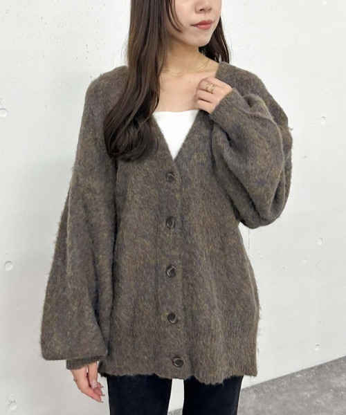 archives（アルシーヴ）の「ＭＩＸブラッシュミドルニットカーディガン（Tシャツ/カットソー・レディース・ブラウン/オレンジ/グレー/ブルー・MEDIUM）」の8枚目の写真