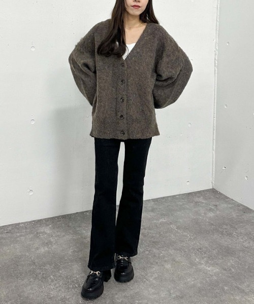 archives（アルシーヴ）の「ＭＩＸブラッシュミドルニットカーディガン（Tシャツ/カットソー・レディース・ブラウン/オレンジ/グレー/ブルー・MEDIUM）」の12枚目の写真