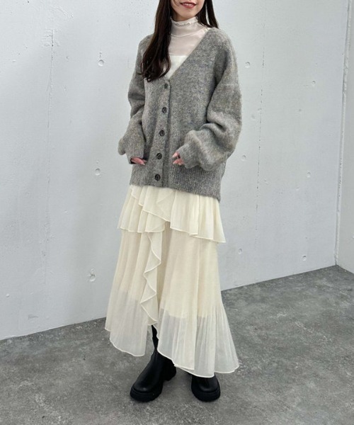 archives（アルシーヴ）の「ＭＩＸブラッシュミドルニットカーディガン（Tシャツ/カットソー・レディース・ブラウン/オレンジ/グレー/ブルー・MEDIUM）」の17枚目の写真