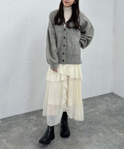 archives（アルシーヴ）の「ＭＩＸブラッシュミドルニットカーディガン（Tシャツ/カットソー・レディース・ブラウン/オレンジ/グレー/ブルー・MEDIUM）」の19枚目の写真