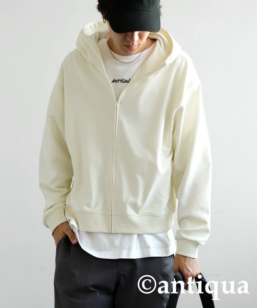 antiqua(アンティカ)の「ショートジップパーカー(パーカー・レディース・ホワイト/チャコールグレー/ブラック・ONESIZE)」の7枚目の写真