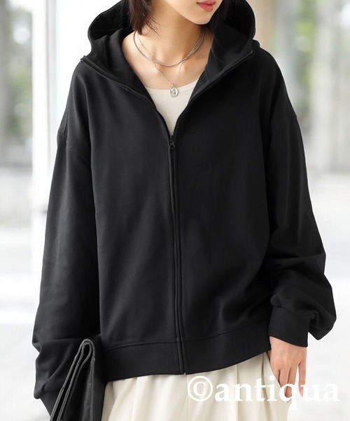 antiqua(アンティカ)の「ショートジップパーカー(パーカー・レディース・ホワイト/チャコールグレー/ブラック・ONESIZE)」の15枚目の写真