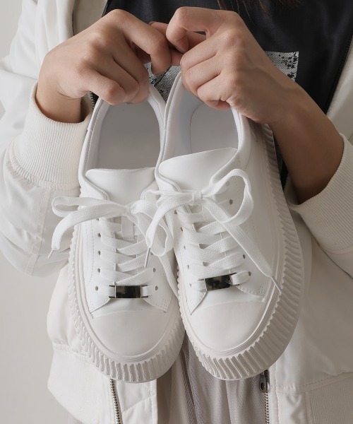 セール】厚底 リブソール レースアップ スニーカー（スニーカー  