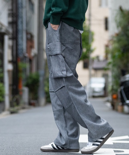 ROOT THREE（ルートスリー）の「【3】ポリツイル ワイドカーゴパンツ（カーゴパンツ・メンズ・ブラウン/グレー/ネイビー/ブラック・MEDIUM/LARGE/X-LARGE）」の10枚目の写真