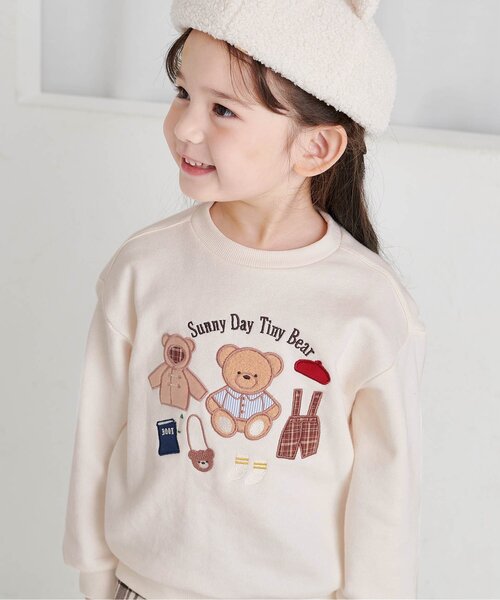 Bear　0107 ♡ セール】tiny bear アップリケトレーナー（スウェット）｜apres les