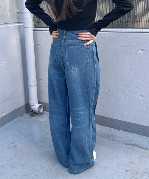 tinkerend（ティンカーエンド）の「【ユニセックス】y2k Wave Denim Pants / y2k ウェーブデニムパンツ（デニムパンツ・メンズ・ブルー・3/2/1）」の3枚目の写真