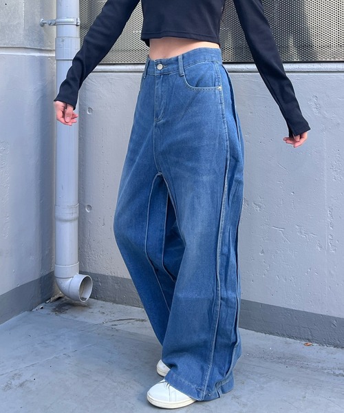 tinkerend（ティンカーエンド）の「【ユニセックス】y2k Wave Denim Pants / y2k ウェーブデニムパンツ（デニムパンツ・メンズ・ブルー・3/2/1）」の9枚目の写真