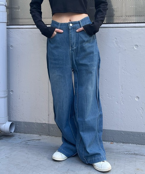 tinkerend（ティンカーエンド）の「【ユニセックス】y2k Wave Denim Pants / y2k ウェーブデニムパンツ（デニムパンツ・メンズ・ブルー・3/2/1）」の18枚目の写真