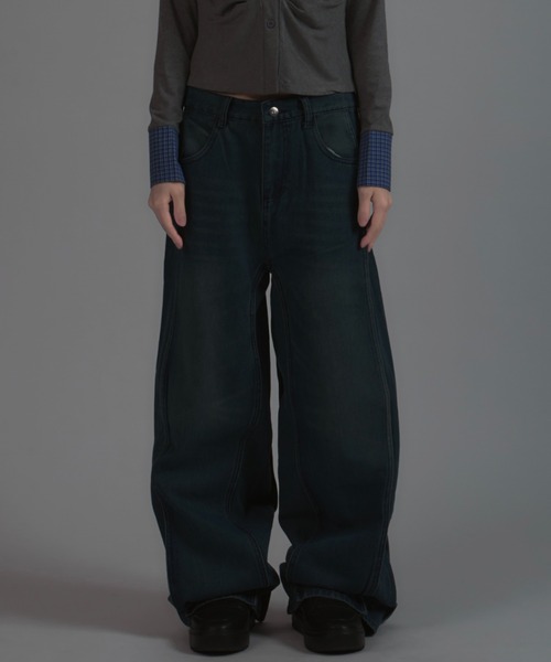 tinkerend（ティンカーエンド）の「【ユニセックス】y2k Wave Denim Pants / y2k ウェーブデニムパンツ（デニムパンツ・メンズ・ブルー・3/2/1）」の10枚目の写真