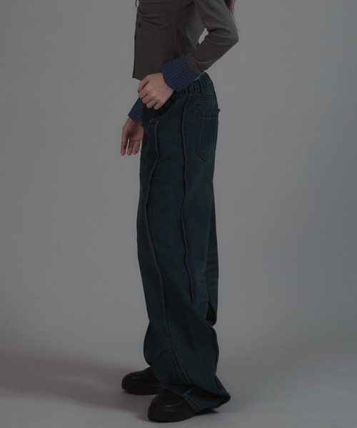 tinkerend（ティンカーエンド）の「【ユニセックス】y2k Wave Denim Pants / y2k ウェーブデニムパンツ（デニムパンツ・メンズ・ブルー・3/2/1）」の11枚目の写真