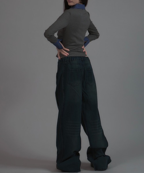 tinkerend（ティンカーエンド）の「【ユニセックス】y2k Wave Denim Pants / y2k ウェーブデニムパンツ（デニムパンツ・メンズ・ブルー・3/2/1）」の17枚目の写真