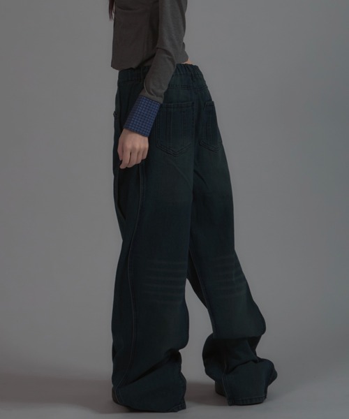 tinkerend（ティンカーエンド）の「【ユニセックス】y2k Wave Denim Pants / y2k ウェーブデニムパンツ（デニムパンツ・メンズ・ブルー・3/2/1）」の12枚目の写真