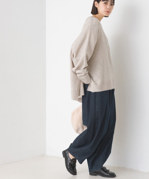 OMNES（オムネス）の「ウール混ニットボックスシルエットプルオーバー（ニット/セーター・レディース・グレー/モカ/ライトグレー・FREE）」の6枚目の写真