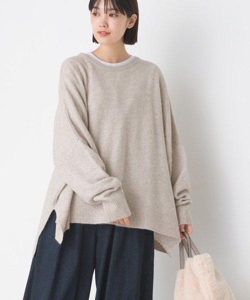 OMNES（オムネス）の「ウール混ニットボックスシルエットプルオーバー（ニット/セーター・レディース・グレー/モカ/ライトグレー・FREE）」の7枚目の写真