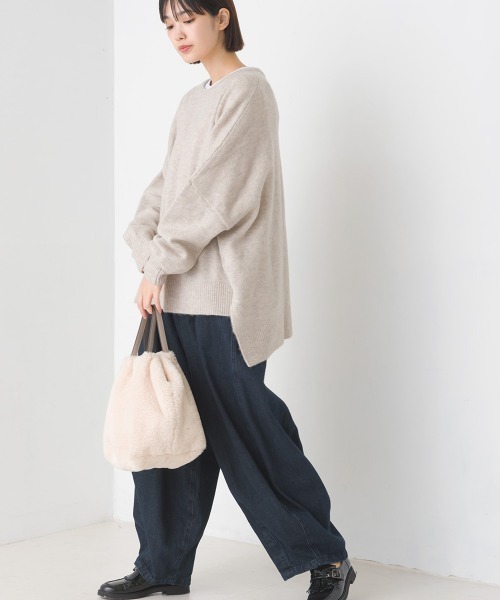 OMNES（オムネス）の「ウール混ニットボックスシルエットプルオーバー（ニット/セーター・レディース・グレー/モカ/ライトグレー・FREE）」の8枚目の写真