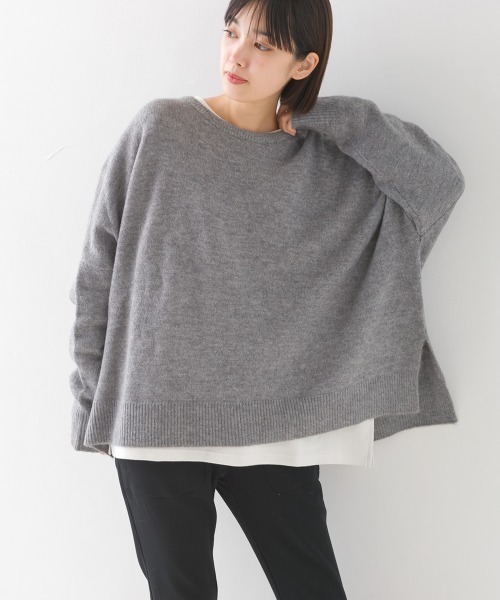 OMNES（オムネス）の「ウール混ニットボックスシルエットプルオーバー（ニット/セーター・レディース・グレー/モカ/ライトグレー・FREE）」の11枚目の写真