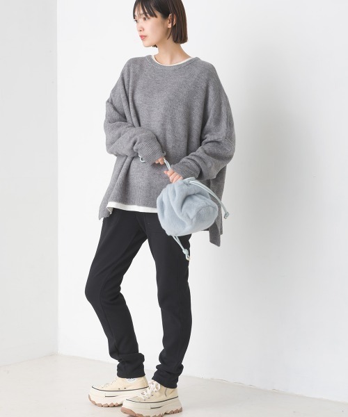 OMNES（オムネス）の「ウール混ニットボックスシルエットプルオーバー（ニット/セーター・レディース・グレー/モカ/ライトグレー・FREE）」の12枚目の写真