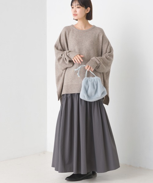 OMNES（オムネス）の「ウール混ニットボックスシルエットプルオーバー（ニット/セーター・レディース・グレー/モカ/ライトグレー・FREE）」の16枚目の写真