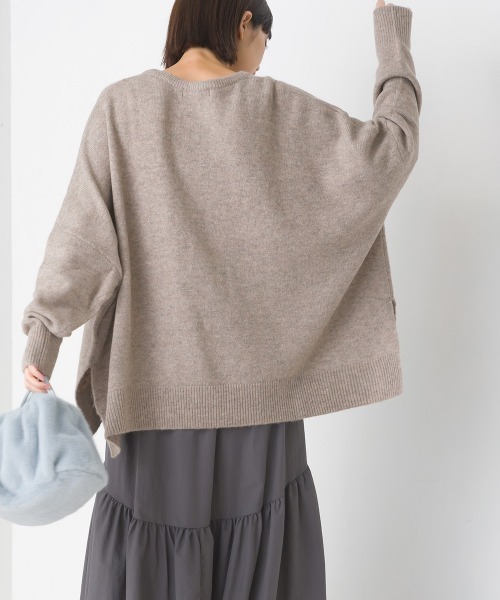 OMNES（オムネス）の「ウール混ニットボックスシルエットプルオーバー（ニット/セーター・レディース・グレー/モカ/ライトグレー・FREE）」の17枚目の写真