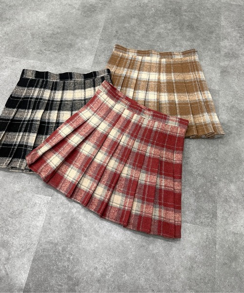 セール】【jiasecond.】起毛チェックプリーツミニスカート / ボトムス