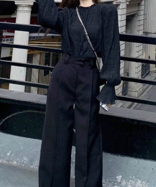 ViViDAY(ビビデー)の「【上下セット】ブラウス+パンツ(セットアップ・レディース・ブラック・M)」の6枚目の写真