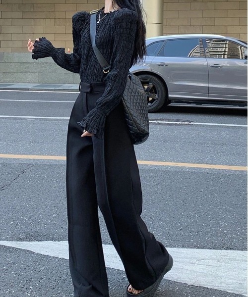 ViViDAY(ビビデー)の「【上下セット】ブラウス+パンツ(セットアップ・レディース・ブラック・M)」の9枚目の写真