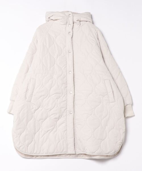 PREFERIR(プレフェリール)の「キルティング フードロングコート(ダウンジャケット/コート・レディース・オフホワイト/ブラック・MEDIUM)」の9枚目の写真