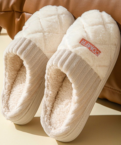 TABI PAL（タビパル）の「あったか　ボア　スリッパ（ルームシューズ/スリッパ・レディース・アイボリー/グレー/ピンク/グリーン/モカ・23cm/24cm/25cm/26cm/27cm）」の2枚目の写真