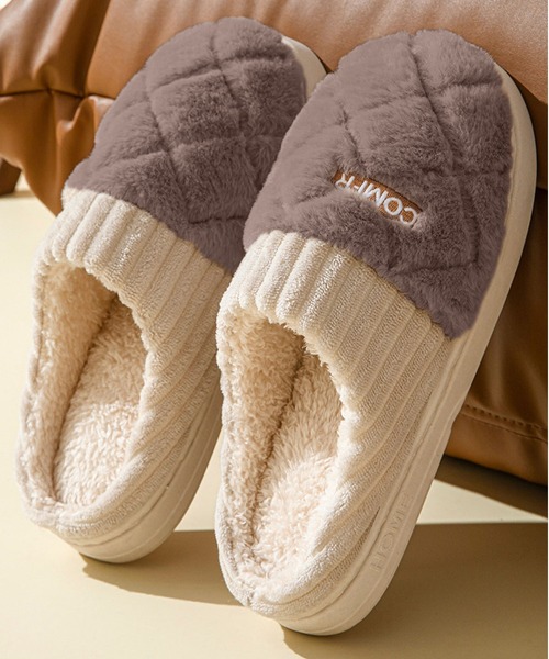 TABI PAL（タビパル）の「あったか　ボア　スリッパ（ルームシューズ/スリッパ・レディース・アイボリー/グレー/ピンク/グリーン/モカ・23cm/24cm/25cm/26cm/27cm）」の4枚目の写真