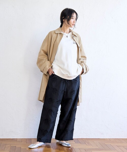 coen(コーエン)の「コットンリネンスクエアステンカラーコート(ステンカラーコート・レディース・ネイビー/ベージュ/ライトグレー・FREE)」の13枚目の写真