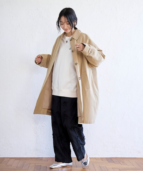 coen（コーエン）の「コットンリネンスクエアステンカラーコート