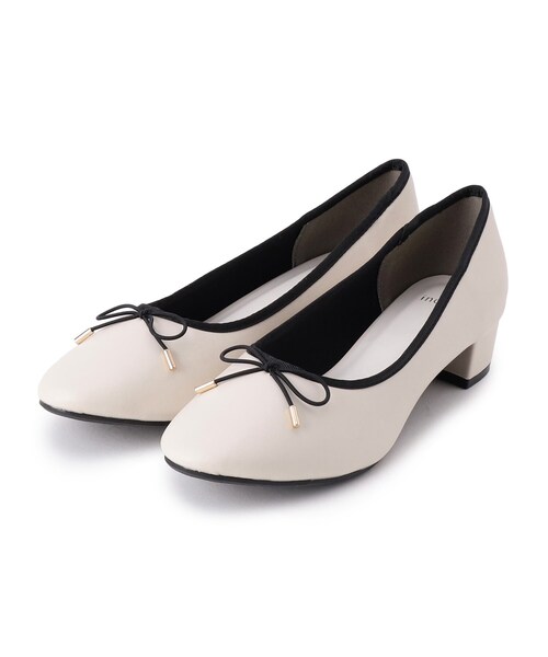 index（インデックス）の「ラウンドトゥヒールバレエシューズ（パンプス・レディース・シルバー/ブラック/アイボリー系・03/02/01）」の2枚目の写真