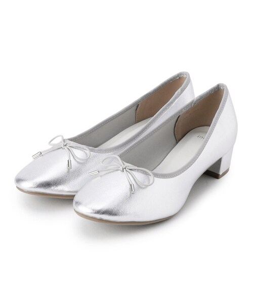 index（インデックス）の「ラウンドトゥヒールバレエシューズ（パンプス・レディース・シルバー/ブラック/アイボリー系・03/02/01）」の3枚目の写真