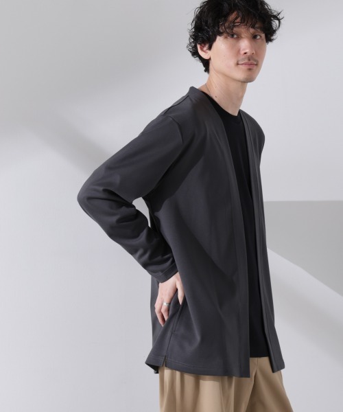 NANO universe（ナノユニバース）の「ダブルジャージー着流しカーディガン（カーディガン/ボレロ・メンズ・ブルーグリーン/スミクロ/ブラック/ベージュ系その他4/ライトグレー・L/M/S）」の3枚目の写真