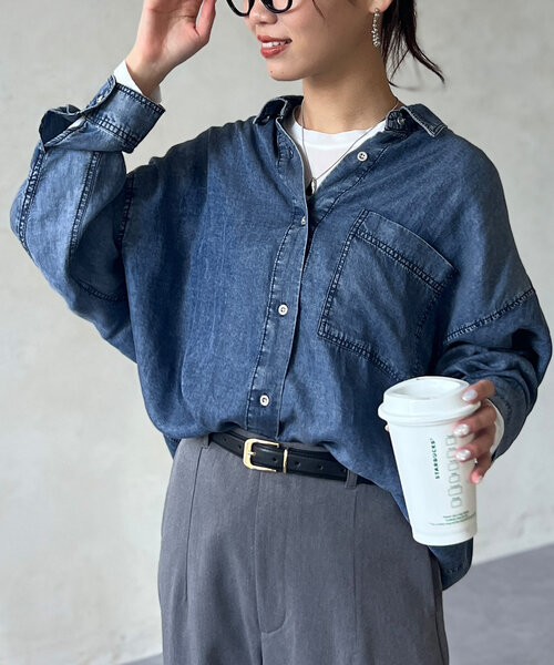 Chez toi（シェトワ）の「セミシアーコンパクトロンT（Tシャツ/カットソー・レディース・ネイビー/オフホワイト/ブラック・FREE）」の4枚目の写真