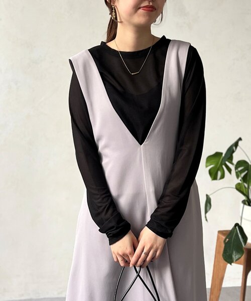 Chez toi（シェトワ）の「セミシアーコンパクトロンT（Tシャツ/カットソー・レディース・ネイビー/オフホワイト/ブラック・FREE）」の17枚目の写真