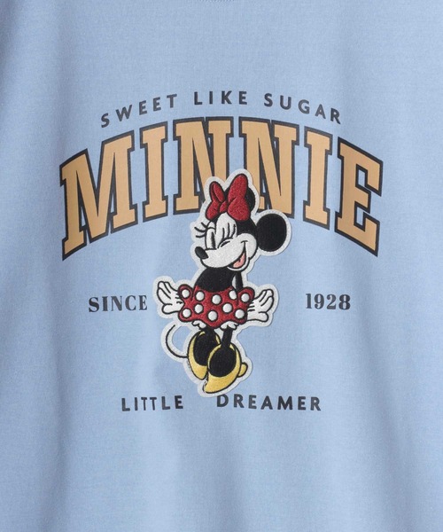 Disney(ディズニー)の「Disney(ディズニー)キャラクターカレッジロゴプリント ビッグシルエットTシャツ(七分袖)レディース/ミッキーマウス/ミニーマウス/くまのプーさん/チップとデール(Tシャツ/カットソー・レディース・アクア/グリーン/アッシュグレー/オフホワイト・M/L)」の11枚目の写真