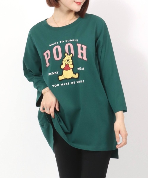 Disney(ディズニー)の「Disney(ディズニー)キャラクターカレッジロゴプリント ビッグシルエットTシャツ(七分袖)レディース/ミッキーマウス/ミニーマウス/くまのプーさん/チップとデール(Tシャツ/カットソー・レディース・アクア/グリーン/アッシュグレー/オフホワイト・M/L)」の21枚目の写真