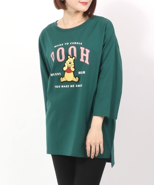 Disney(ディズニー)の「Disney(ディズニー)キャラクターカレッジロゴプリント ビッグシルエットTシャツ(七分袖)レディース/ミッキーマウス/ミニーマウス/くまのプーさん/チップとデール(Tシャツ/カットソー・レディース・アクア/グリーン/アッシュグレー/オフホワイト・M/L)」の22枚目の写真