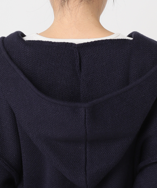 U by SPICK&SPAN（ユーバイスピックアンドスパン）の「オーバーニットフーディー（パーカー・レディース・アイボリー/ネイビー・FREE）」の5枚目の写真