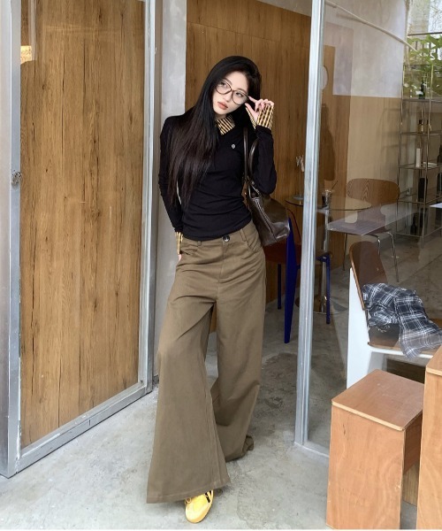 WEGO(ウィゴー)の「WEGO/チェックワンポイントタイトポロトップス(Tシャツ/カットソー・レディース・ブルー/イエロー・MEDIUM/LARGE)」の5枚目の写真