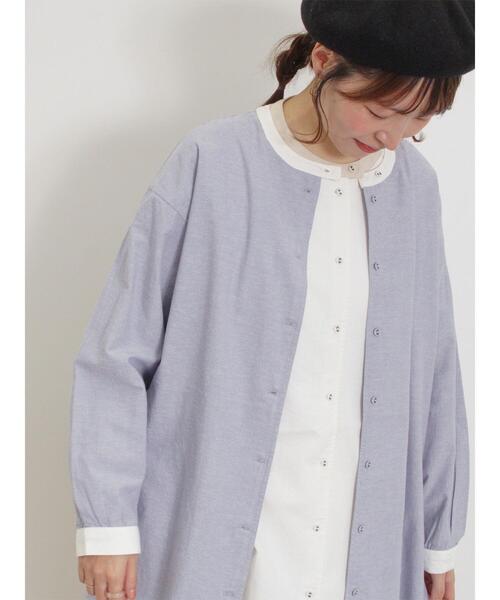 Samansa Mos2（サマンサ モスモス）の「柄アソートクレリックチュニック（シャツ/ブラウス・レディース・オフホワイト/ラベンダー/ネイビー/イエロー・F）」の4枚目の写真