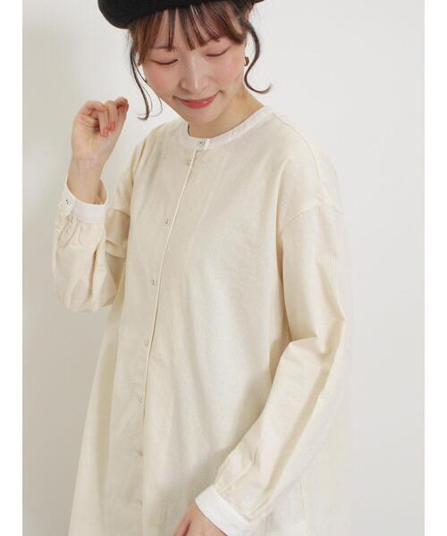 Samansa Mos2（サマンサ モスモス）の「柄アソートクレリックチュニック（シャツ/ブラウス・レディース・オフホワイト/ラベンダー/ネイビー/イエロー・F）」の5枚目の写真