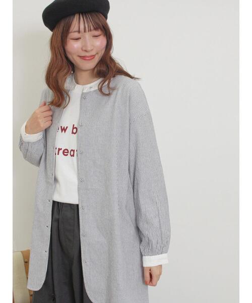 Samansa Mos2（サマンサ モスモス）の「柄アソートクレリックチュニック（シャツ/ブラウス・レディース・オフホワイト/ラベンダー/ネイビー/イエロー・F）」の12枚目の写真