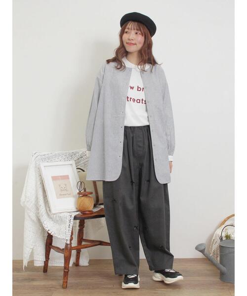 Samansa Mos2（サマンサ モスモス）の「柄アソートクレリックチュニック（シャツ/ブラウス・レディース・オフホワイト/ラベンダー/ネイビー/イエロー・F）」の13枚目の写真