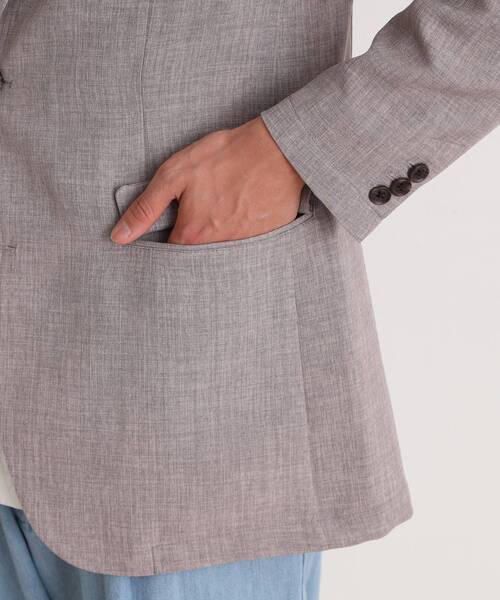 THE SHOP TK （ザ ショップ ティーケー ）の「リネンライクシングルジャケット セットアップ可（テーラードジャケット・メンズ・ライトベージュ/ブルー系その他/ネイビー・01/02/03/04）」の4枚目の写真
