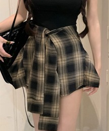 kirakiraShop | 腰巻き シャツ風 チェック柄 ショートパンツ(その他パンツ)
