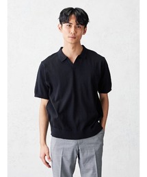 Perfect Suit FActory（パーフェクトスーツファクトリー）の「ハイゲージ　コットン　無地　スキッパーニット　ブラック/ホワイト（ニット/セーター）」