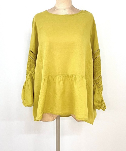 Q（キュー）の「モスコットンエンブロイダリーブラウス（シャツ/ブラウス・レディース・マスタード/ブラック・MEDIUM）」の3枚目の写真